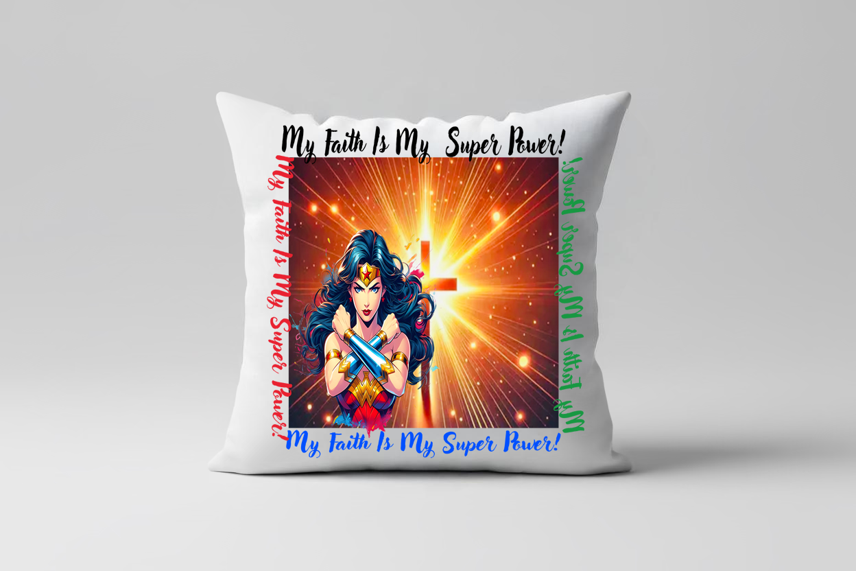 My faith is my super power throw pillow