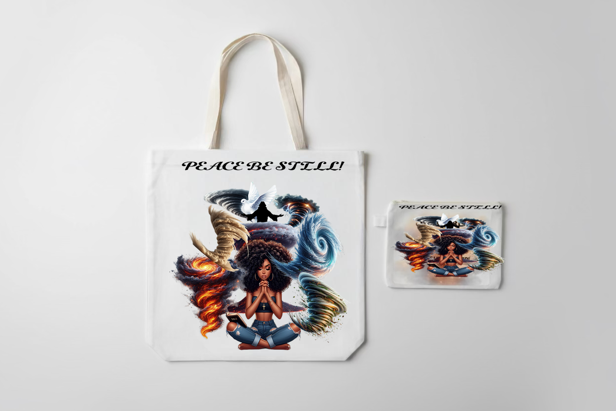 Peace Be Still Tote Bag and cosmetic bag