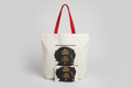 White and red strap Beautiful Black Queen Tote bag and makeup pouch
