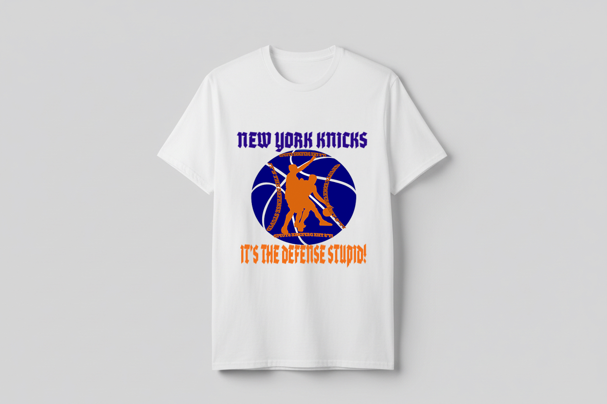 Gildan Royal Blue It's The Defense Stupid Basketball New York T-shirt