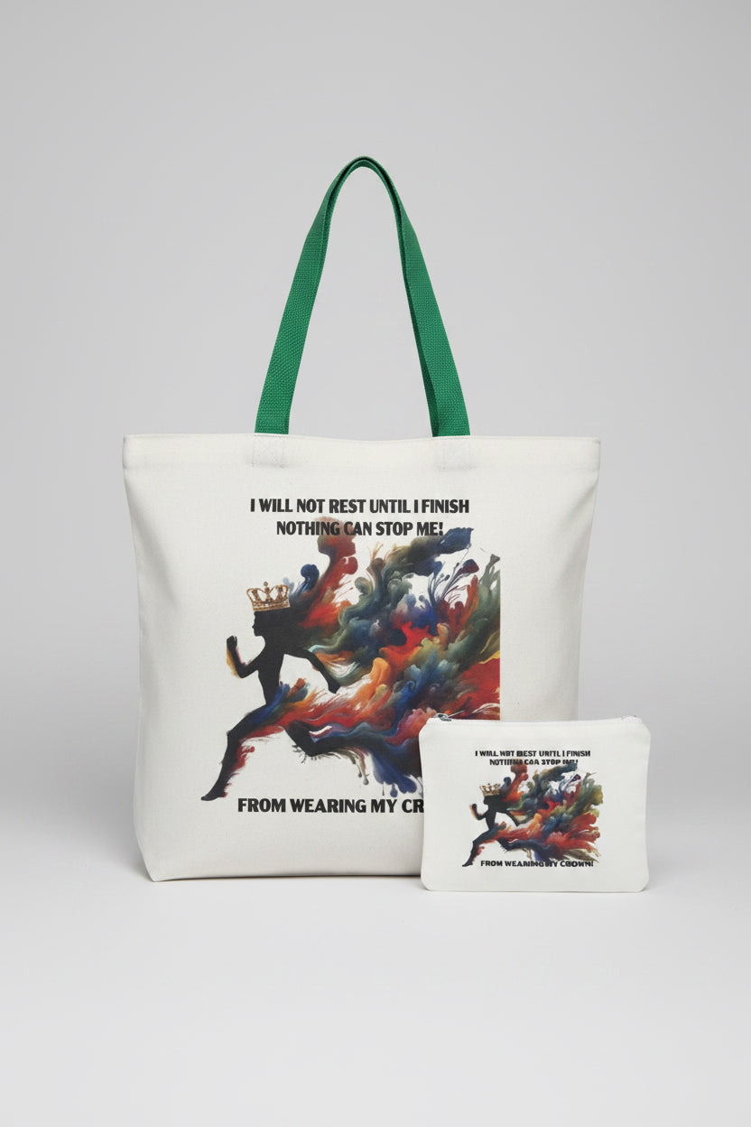 I will not Rest tote and cosmetic bag