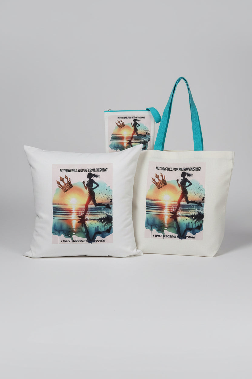 Nothing will stop me tote and cosmetic bag
